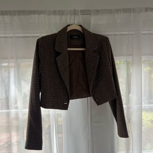 Cropped Gingham Blazer